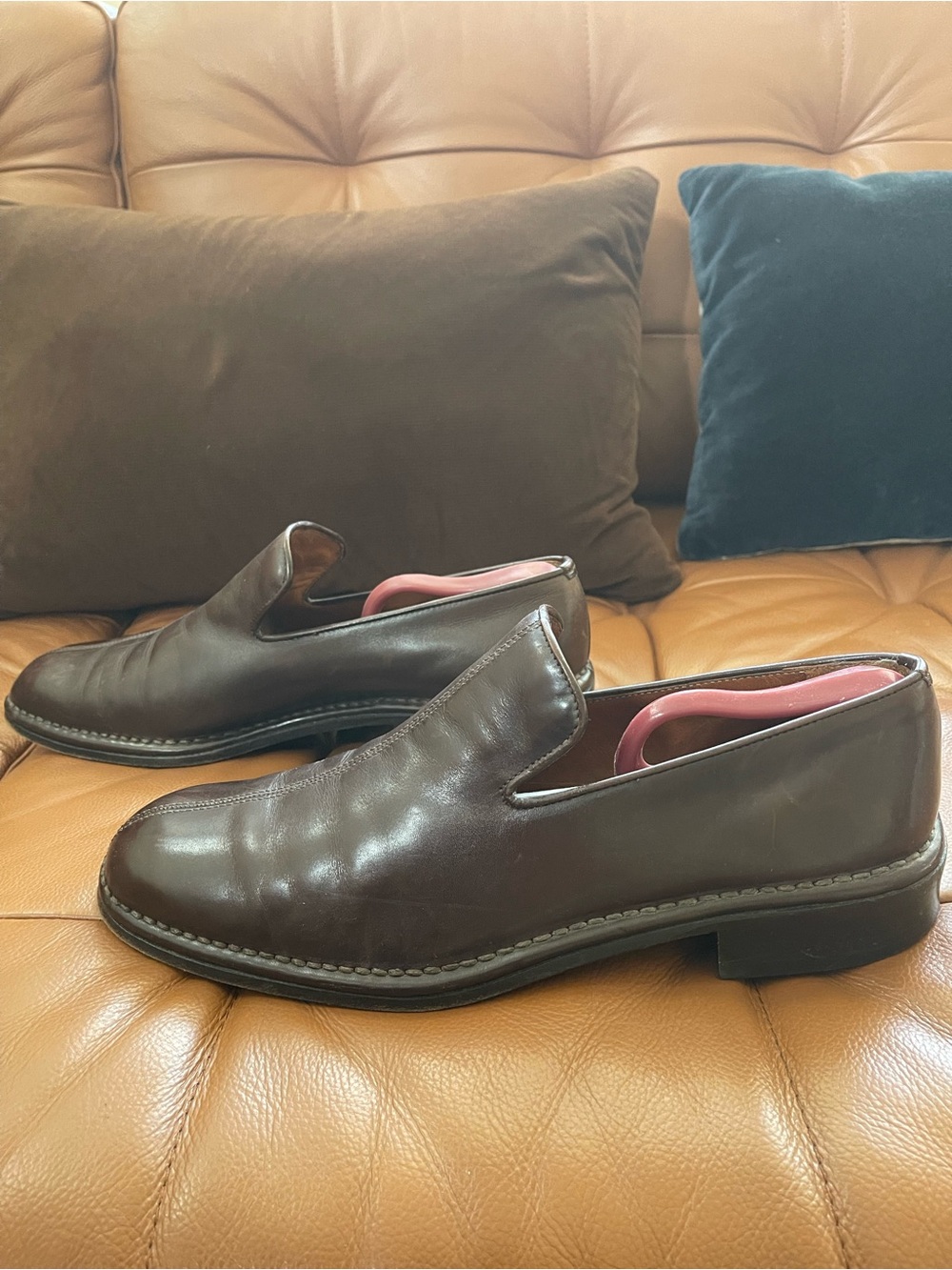 John Varvatos Brown Leather Slip-On Dress Shoes 9,5 - Picture 3 of 9